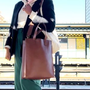 Article & Goods, SHOPPER TOTE W/ WIDE STRAP - N.123 - BROWN SMOOTH NAPPA